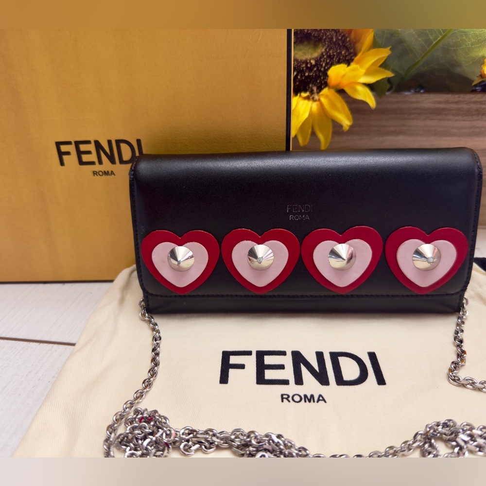 REDUCED Fendi Heart Studded Chain Wallet WOC